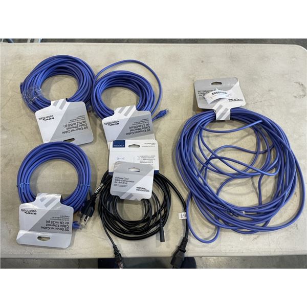 ASSORTED LENGTHS OF CAT 6 CABLES AND POWER CABLES