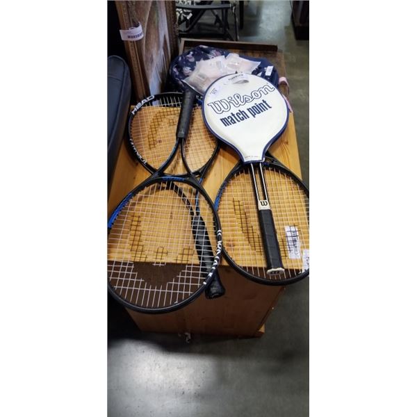 3 HEAD TORNADO TENNIS RACQUETS AND VINTAGE WILSON RACQUET