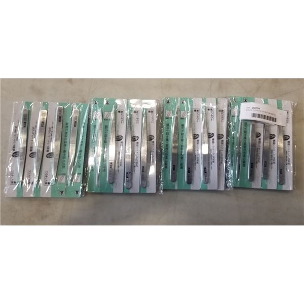 4 NEW 12PACKS OF ANTI-MAGNETIC STAINLESS TWEEZERS