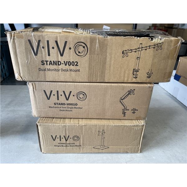 VIVO SINGLE MONITOR DESK STAND, DUAL MONITOR DESK MOUNT, AND VIVO MECHANICAL ARM SINGLE MONITOR DESK
