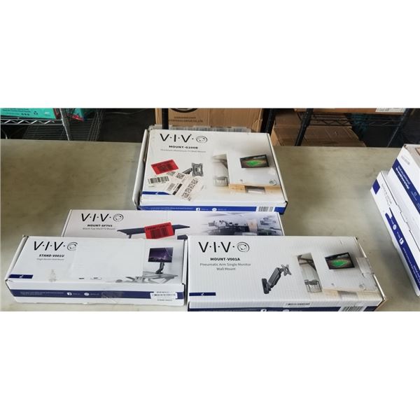 VIVO PREMIUM TV WALL MOUNT, TOP SHELF FOR TV, SINGLE MONITOR DESK MOUNT AND PNEUMATIC ARM SINGLE MON