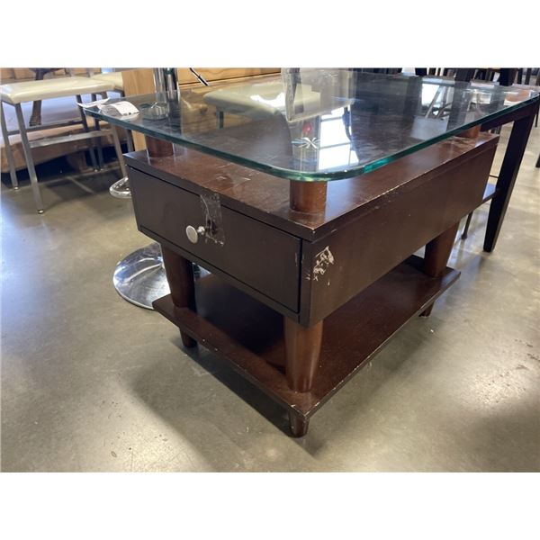 GLASS TOP SIDE TABLE