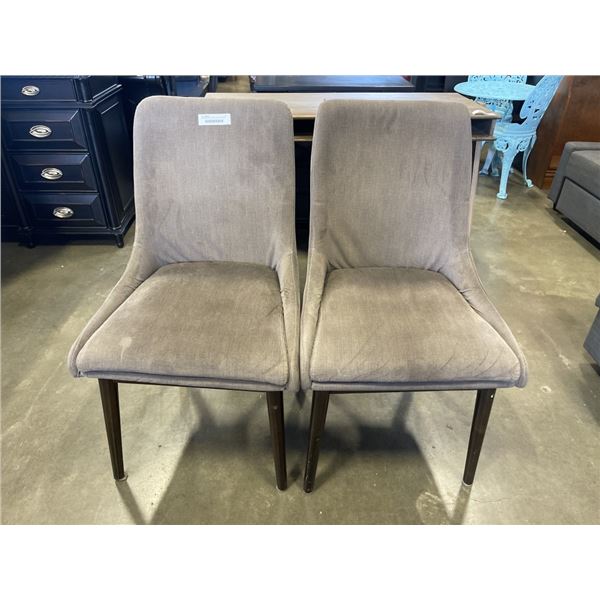 2 MODERN GREY FABRIC WALNUT CHAIRS