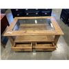 Image 1 : RUSTIC PINE COFFEE TABLE WITH GLASS TOP