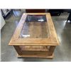 Image 2 : RUSTIC PINE COFFEE TABLE WITH GLASS TOP