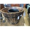 Image 1 : LARGE WOOD PLANTER AND PORCELAIN PLANTER