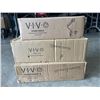 Image 1 : VIVO DUAL MONITOR DESK STAND WITH WOOD BASE, DUAL MONITOR DESK MOUNT, AND VIVO MECHANICAL ARM SINGLE