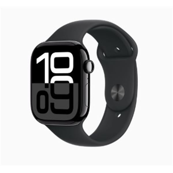 APPLE WATCH SERIES 10 (GPS) 46MM JET BLACK ALUMINUM CASE WITH SPORT BAND S/M - TESTED WORKING, RETAI