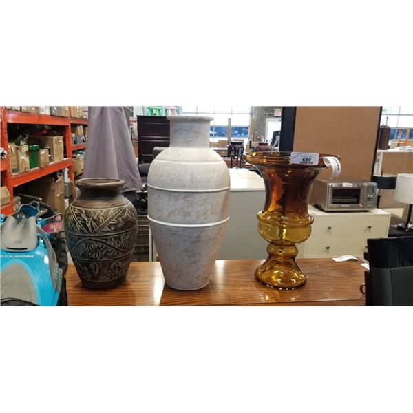 3 LARGE DECORATIVE VASES