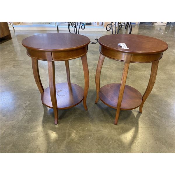 2 BROWN 2 TIER SIDE TABLES