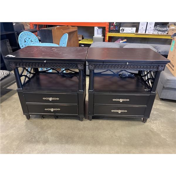 PAIR OF ASPEN HOME OPEN NIGHT STANDS WITH POWER AND PULL OUT TRAY