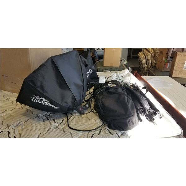WESTCOTT AND MOUNTDOG PHOTOGRAPHY LIGHTS, TRIPODS ETC, ALL IN GOOD CONDITION
