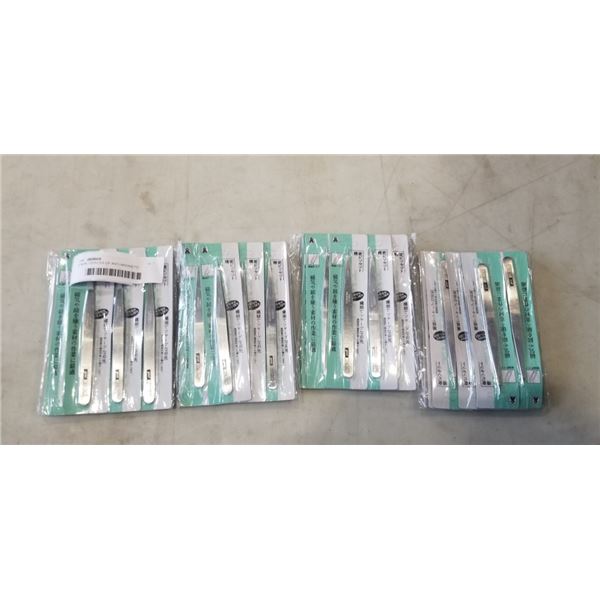 4 NEW 12PACKS OF ANTI-MAGNETIC STAINLESS TWEEZERS