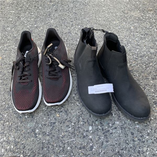 TWO NEW PAIRS OF SIZE 13 GEORGE SLIP-ON SHOES AND ATHLETIC WORKS SNEAKERS