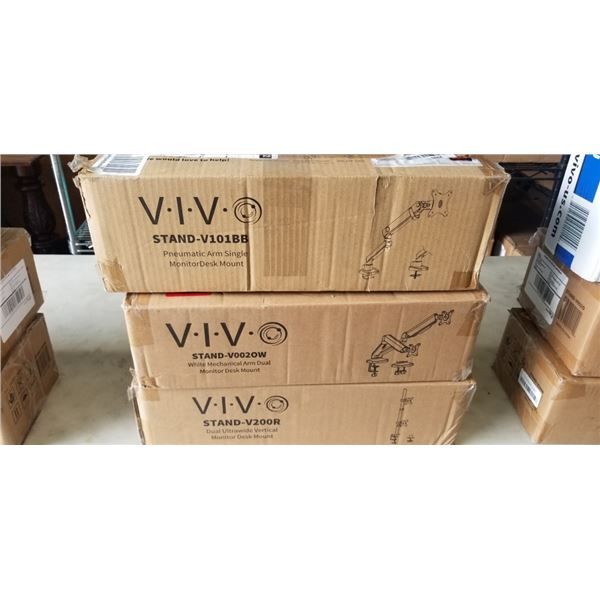 VIVO MECHANICAL ARM DUAL MONITOR DESK MOUNT, VIVO DUAL ULTRAWIDE VERTICAL MONITOR DESK MOUNT, AND PN