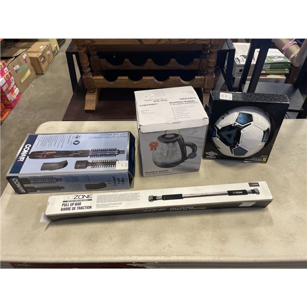 GO ZONE PULL-UP BAR UMBRO SOCCER BALL CHEFMAN FAST BOIL ELECTRIC KETTLE AND CONAIR HOT AIR BRUSH