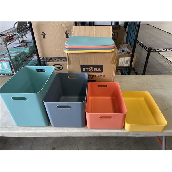 STORA MULTI PURPOSE STORAGE BINS WITH LIDS, 4 COLORS