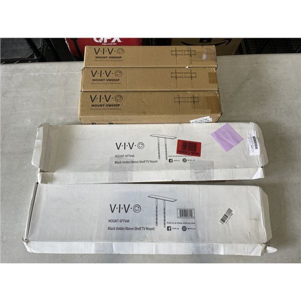 3 VIVO ULTRA HEAVY DUTY WALL MOUNTS, AND 2 VIVO UNDER/ABOVE TV SHELFS