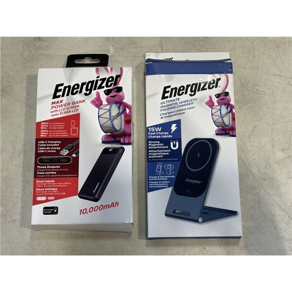 ENERGIZER MAX POWER BANK WITH LCD SCREEN, 10,000MAH AND ENERGIZER ULTIMATE MAGNETIC WIRELESS FOLDING