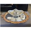 Image 1 : DECORATIVE CENTRE BOWL AND OVAL GOLD FRAMED MIRROR