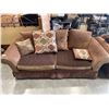 Image 2 : 2 PC BROWN FASBRIC LEATHER ACCENT SOFA  AND CHAIR