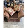 Image 3 : 2 PC BROWN FASBRIC LEATHER ACCENT SOFA  AND CHAIR