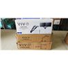 Image 1 : VIVO WHITE PNEUMATIC ARM DUAL MONITOR WALL MOUNT, VIVO PNEUMATIC ARM SINGLE LAPTOP DESK MOUNT, AND V