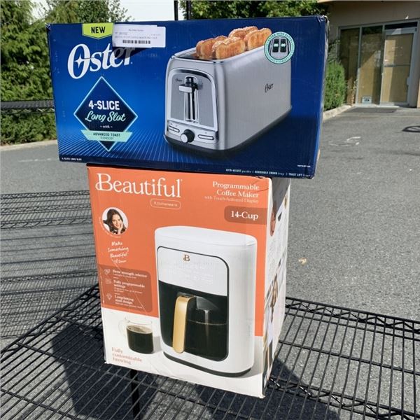 BEAUTIFUL 14 CUP COFFEE MAKER AND FOUR SLICE OSTER TOASTER