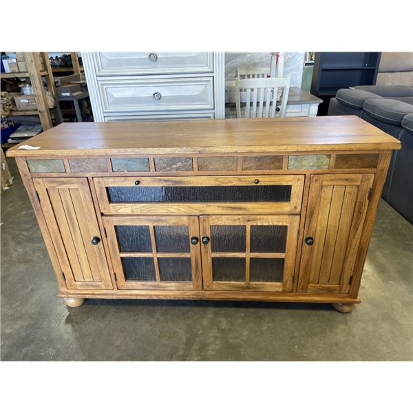 OAK SIDEBOARD WITH GLASS ACCENT DOORS