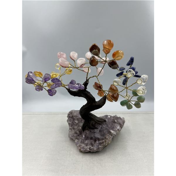 7.5 X 7.5 INCH  7 CHRYSTAL CHAKRA BONSAI TREE HANDMADE