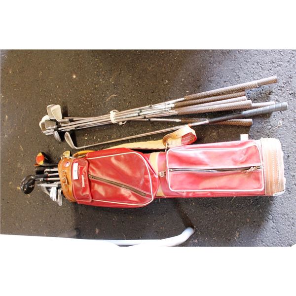 Vintage Golfbag with Clubs and Misc. Clubs