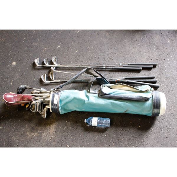 Vintage Golfbag with Clubs and Misc. Clubs