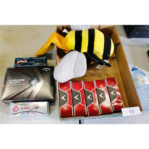 Misc. New Golfballs and Bee Driver Head Cover