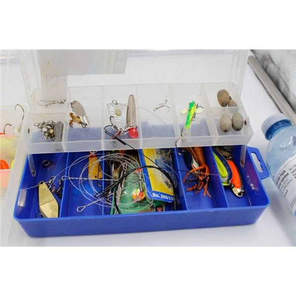 2 Plastic Organizers with Misc. Fish Line, Hooks,e