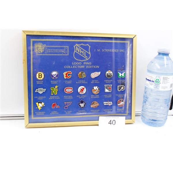 Framed NHL Schneiders Logo Pins Collector Edition