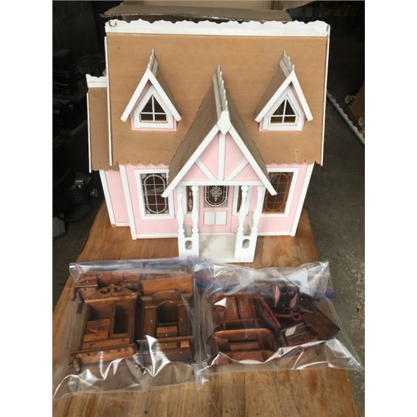 Vintage Doll House with Lots of Furniture