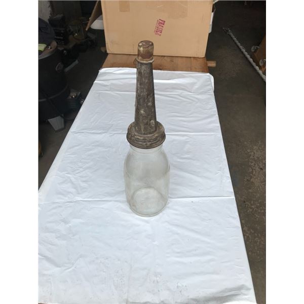 Antique Oil Bottle with spout and lid