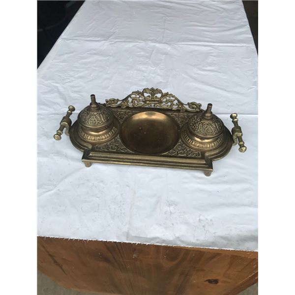 Unique Brass Double Ink Well