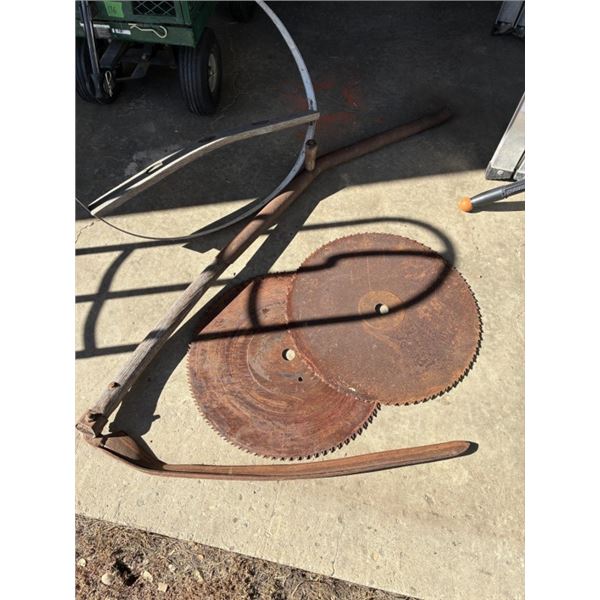 Antique Scythe - 2- 20'' Blades and Metal Ring