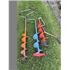 Image 1 : 3 Hand Augers  2-Dirt  1 New 6'' Ice Auger