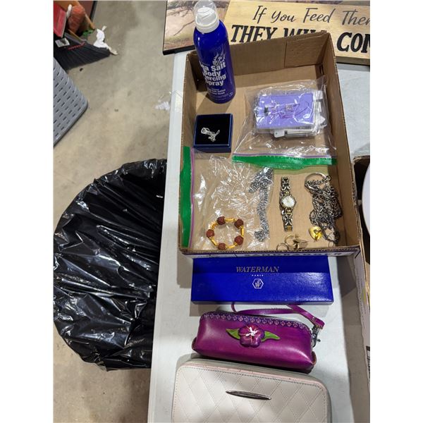Assorted jewelry items, and wallet