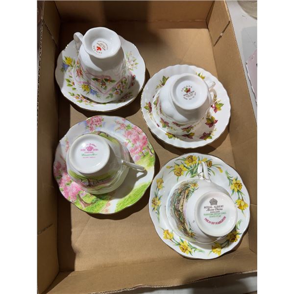 Royal Albert tea, cups, and saucers
