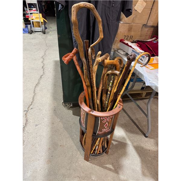 Umbrella/ cane stand, and canes