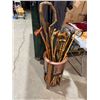 Image 1 : Umbrella/ cane stand, and canes