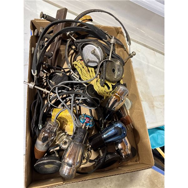 Vintage, telephone items and bulbs