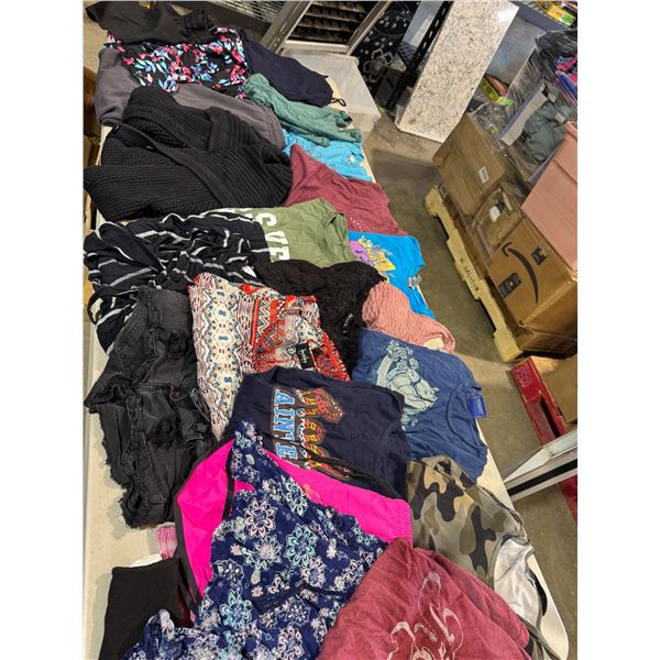 Assorted clothing, T-shirts, sweatpants shorts, etc.