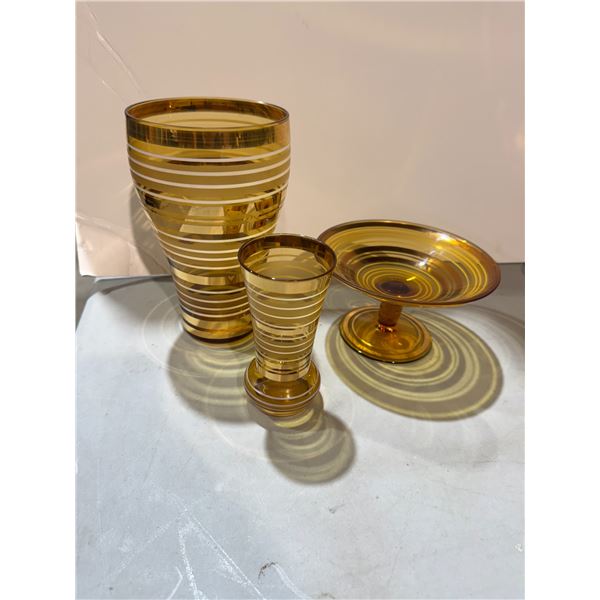Vintage mid-century, modern Amber, serving items and lasers