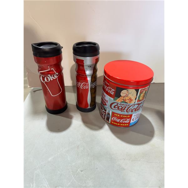 Coca-Cola to go mugs and tin