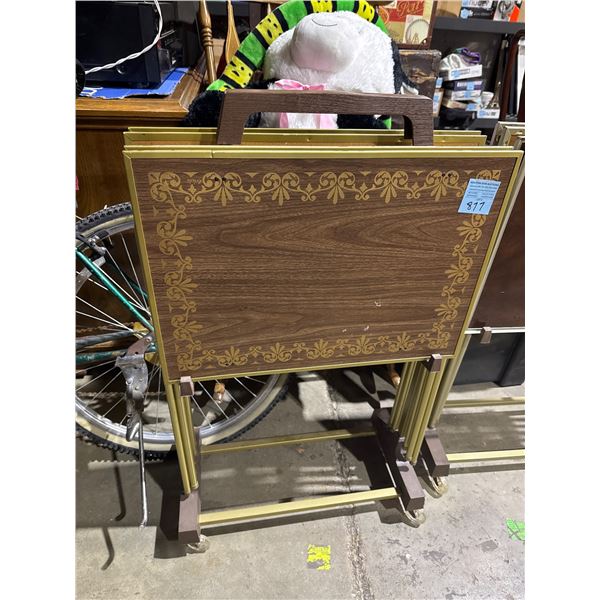 Vintage TV trays on stand