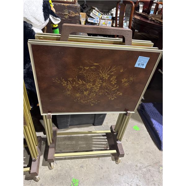 Vintage TV trays on stand